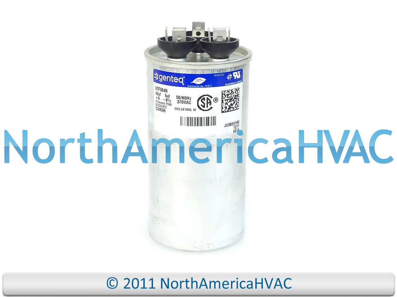 Capcom GE Genteq Capacitor Round Dual Run 40/5 uf MFD 370 Volt VAC 